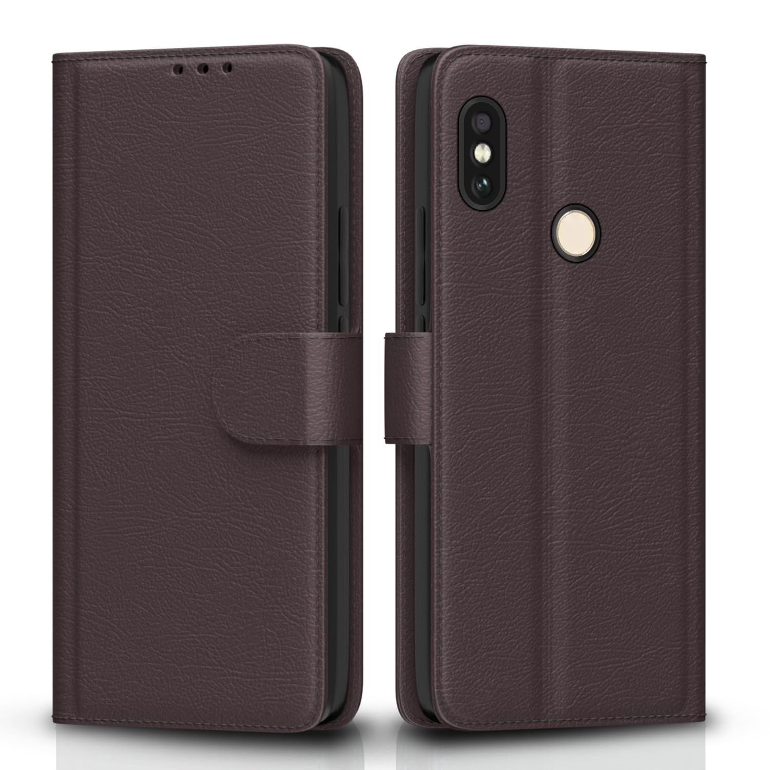 Pikkme Mi Redmi Note 5 Pro Flip Case Leather Finish | Inside TPU with Card Pockets | Wallet Stand and Shock Proof | Magnetic Closing | Complete Protection Flip Cover for Mi Redmi Note 5 Pro (Coffee)