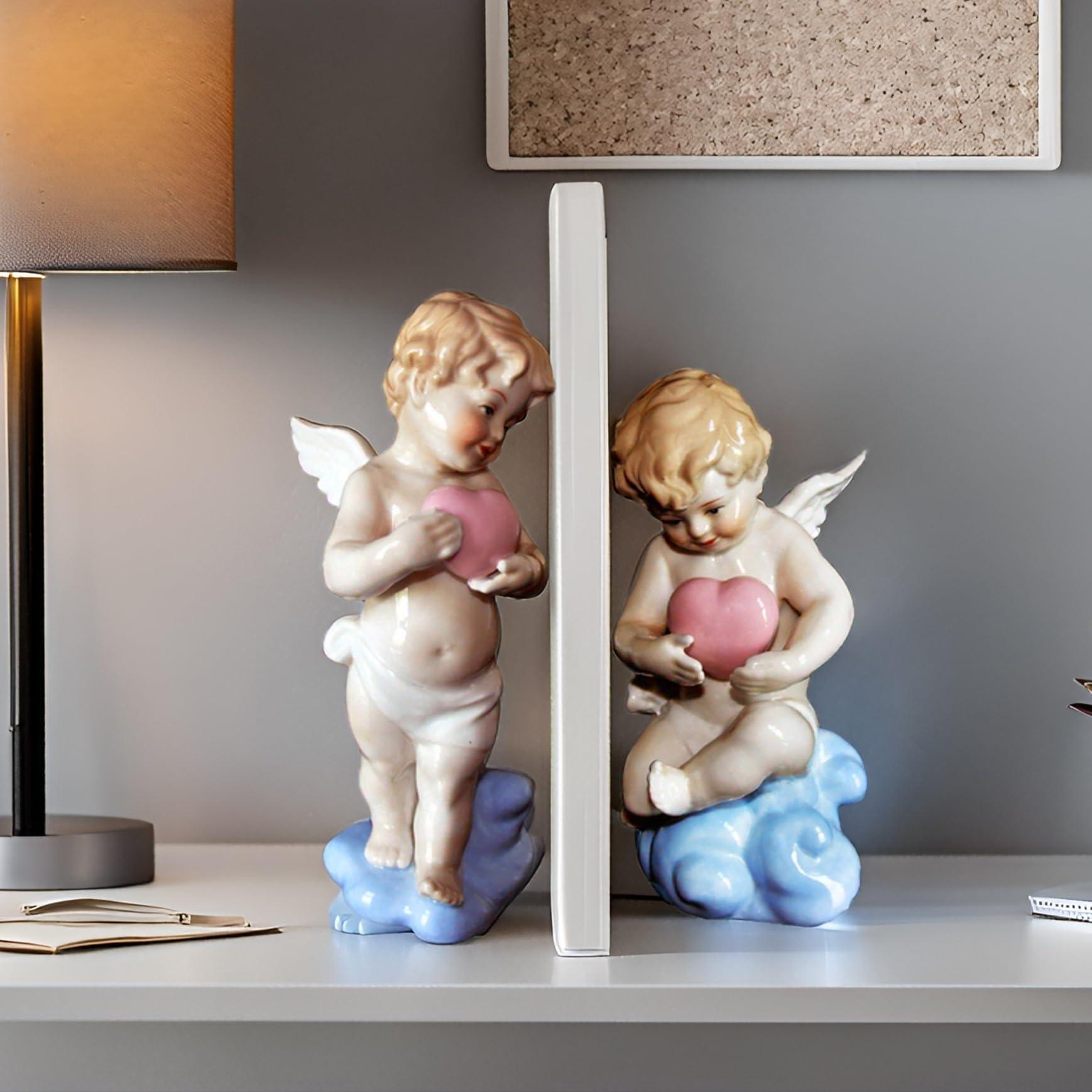 MTME Figuras de porcelana, Ángel Cupido, recuerdos, regalos, escultura decoración del hogar (colse to My Heart)