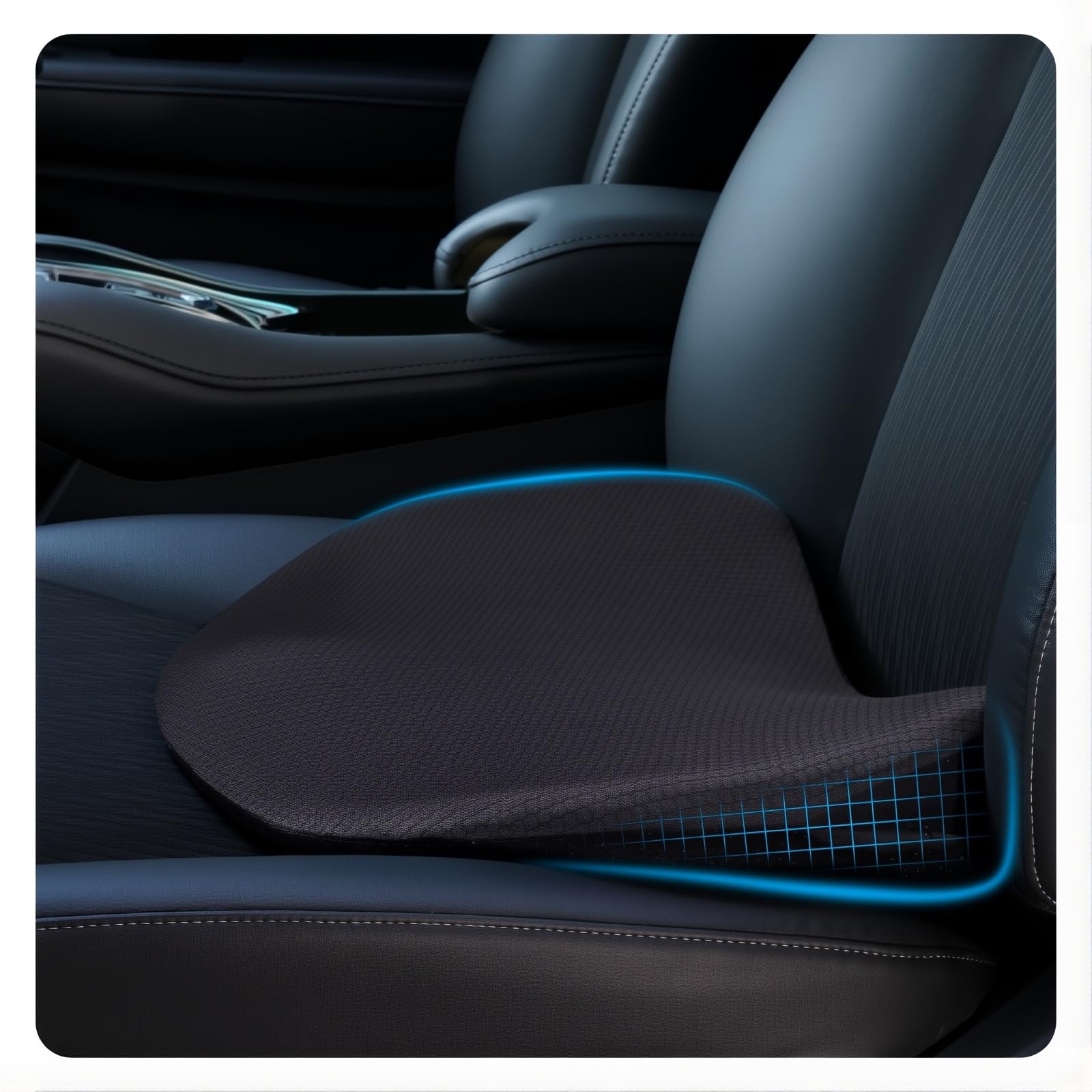 KOIYWQA Car seat cushions, for BMW X1 iX1 U11 2022 2023 2024 2025 Long Drive Seat Cushion Memory Foam Height Booster Lumbar Support Back Pain, Sciatica Relief