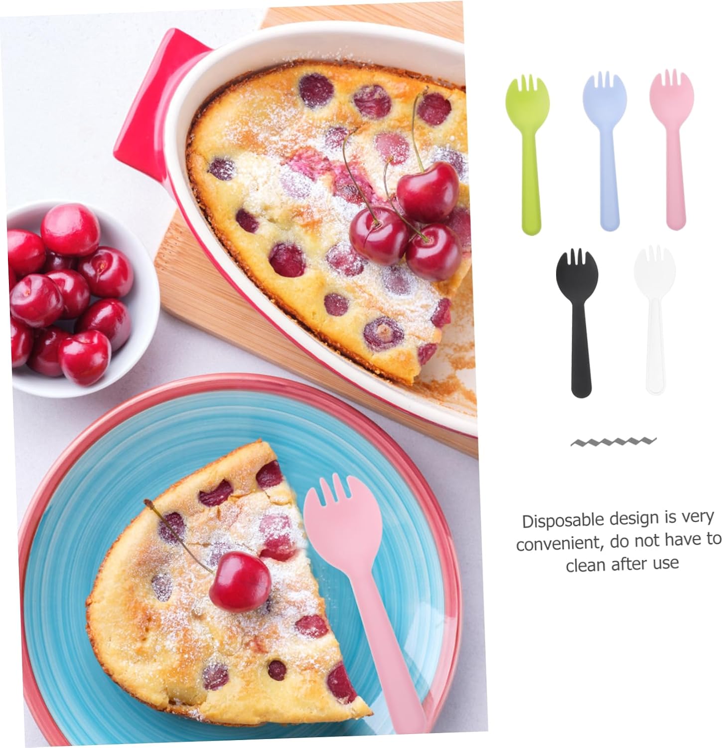 ORFOFE 50pcs Cake Knives Forks Tray Birthday Party Supply Elegant Party Dinnerware Random Color