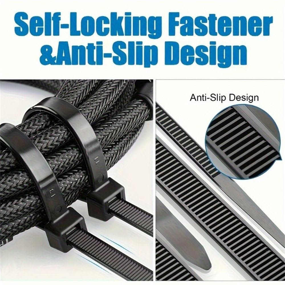 2000/100 pezzi Fascette stringicavo in nylon autobloccanti, fascette stringicavo regolabili, fascette stringicavo con anello di fissaggio, fascette di fissaggio industriali, bianche, (3x100 mm), 2000