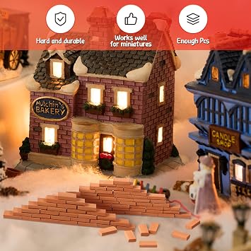 Civaner 200 Pcs Miniature Bricks for Crafts Mini Bricks Small Clay Brick Tiny Model Wall Realistic Fake Cinder Blocks for Buildings DIY Dollhouse Garden Landscaping Accessories, 1/35 Scale