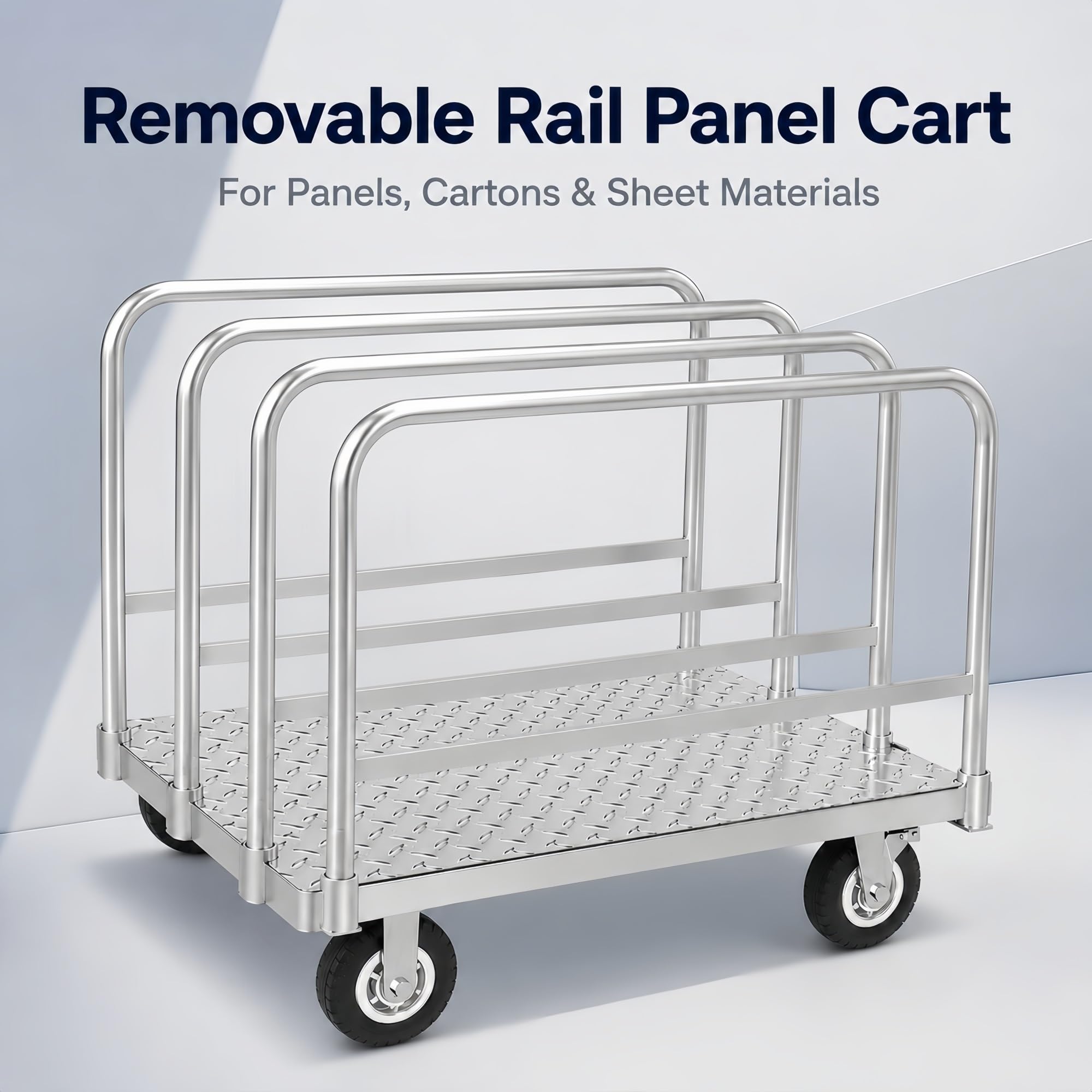 Plattenwagen mit Abnehmbaren Seitenschienen for Werkstatt und Lager | Stahlplattform mit unteren Verstärkungen und Rollen mit Bremse(5in 90 cm/35.4 in)