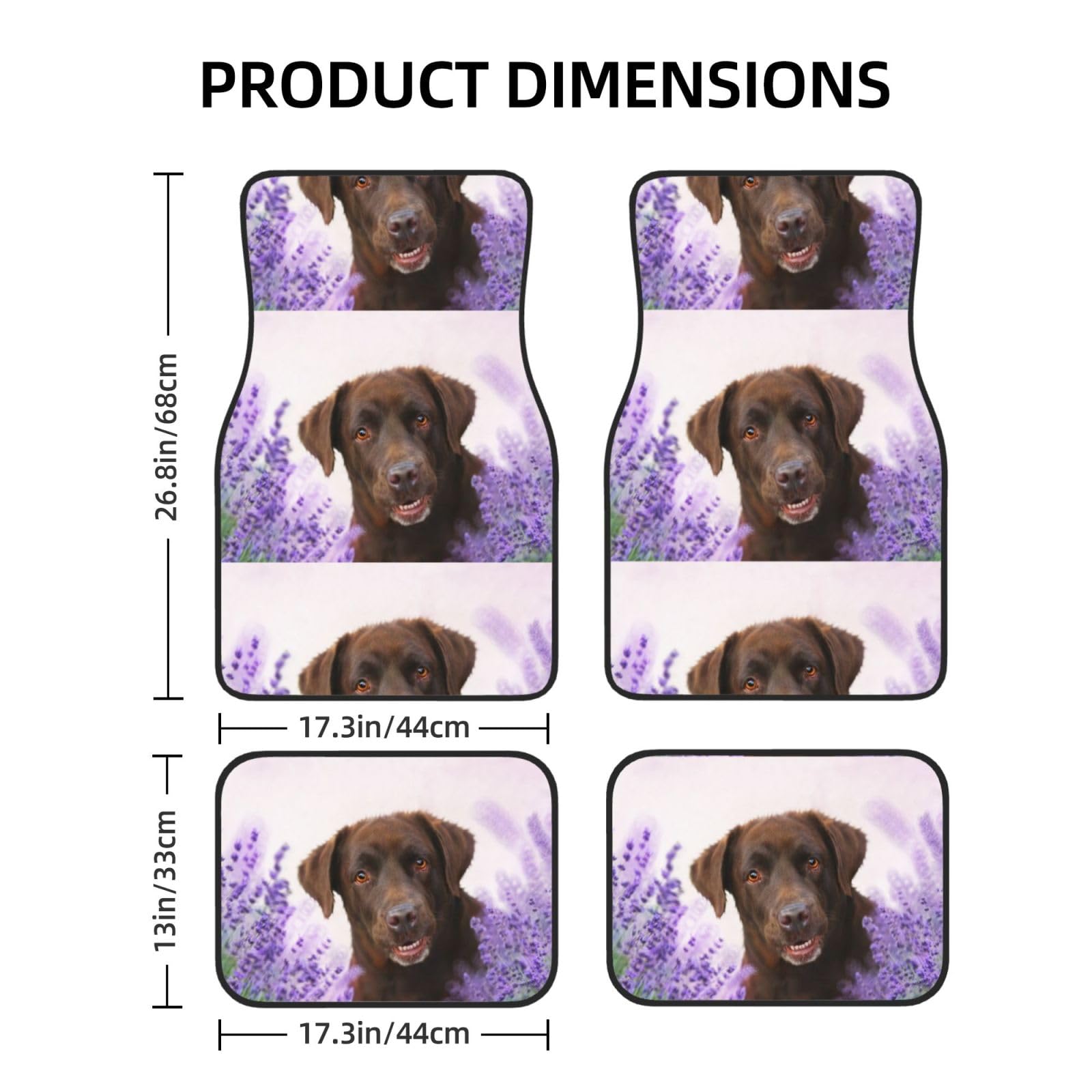 Brauner Labrador, Lavendelfarbene Retriever, 4er-Set Auto-Fußmatten, Neopren-Fußmatten für Fahrzeuge, rutschfeste Auto-Fußmatten, Autozubehör