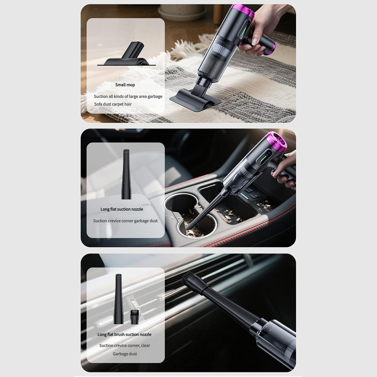 Handheld Car Vacuums Cordless 17000PA Powerful & Air Duster Handheld for High Power Cordless