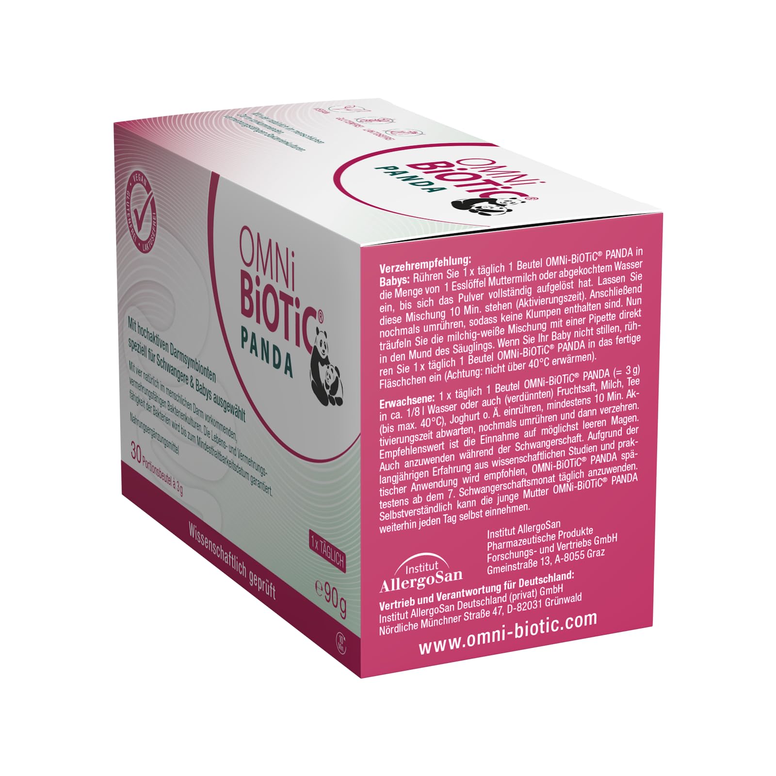 OMNi BiOTiC PANDA | Speziell für Schwangere & Babys entwickelt | Einfache Anwendung | Wissenschaftlich fundiert, in Studien geprüft | Vegan | 30 Portionen