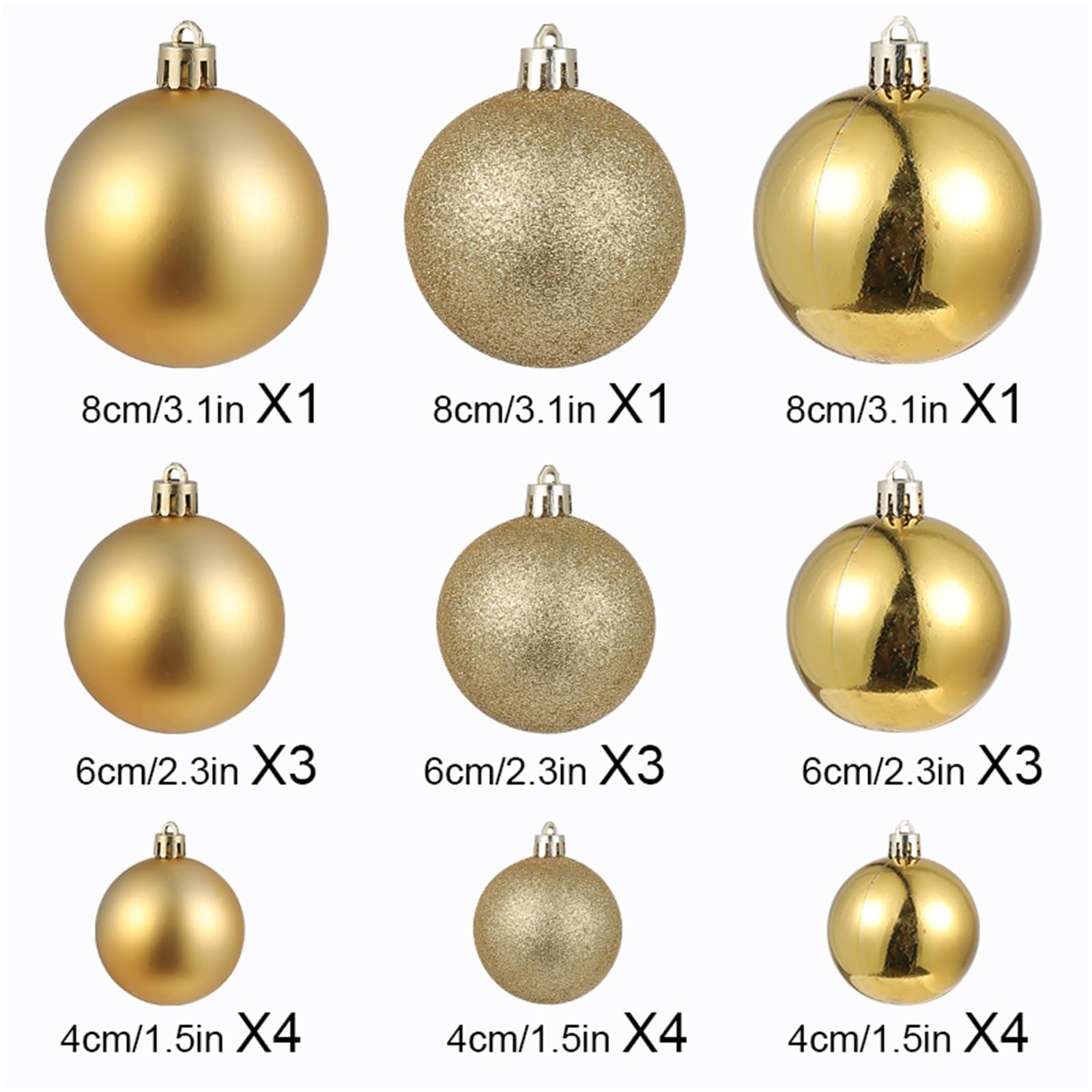 Weihnachtskugeln 24 Stück 4–8 cm Weihnachtsdekorationskugeln for Aufhängen, Weihnachtsbaum-Anhänger, Ornamente for Zuhause, Party, Neujahr, Dekoration(Green)