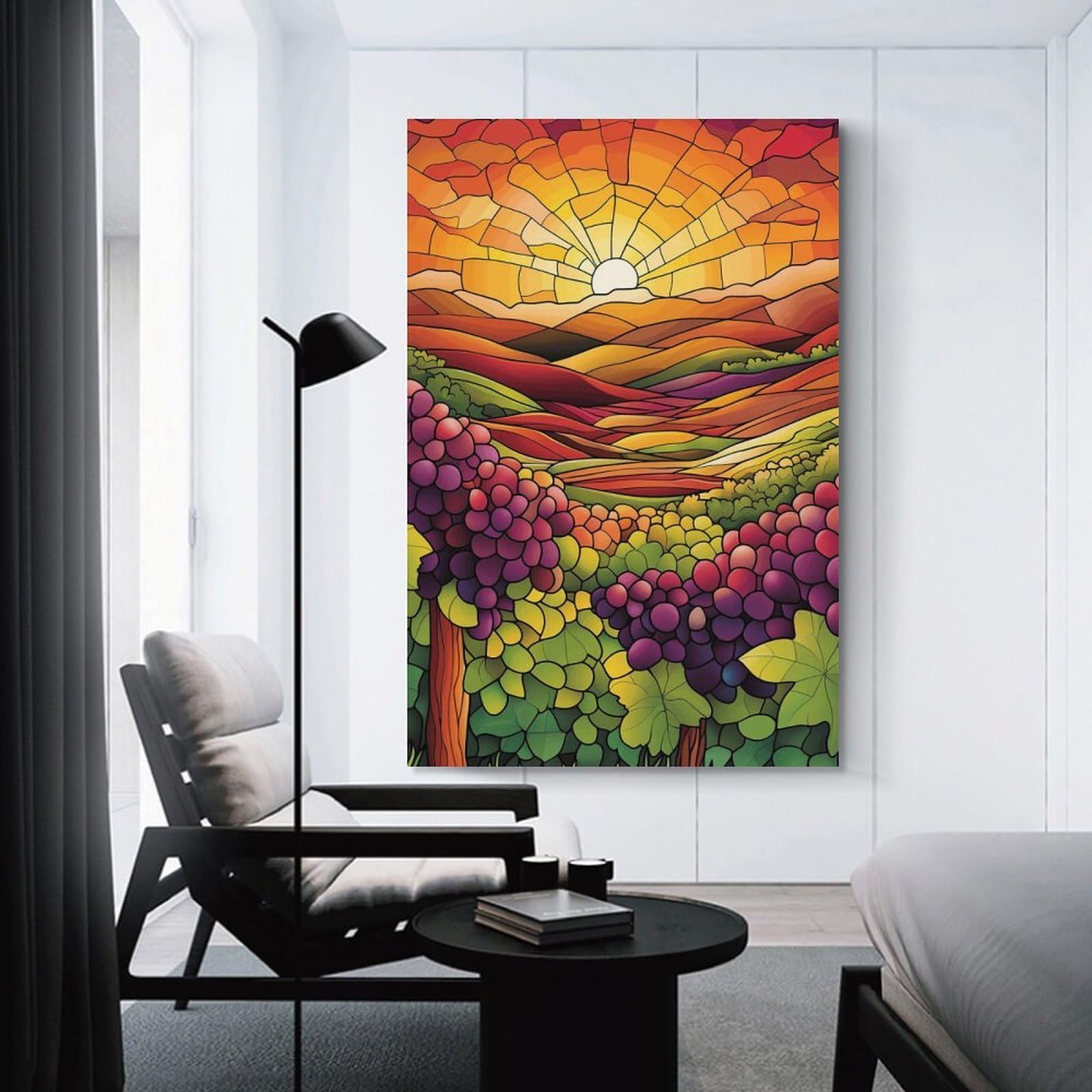Junmoney Decorative Wall Artwork Sunset Vineyard, 20x30inch(50x75cm), for Living Room, Bedroom Or Apartment Walls, Decorative Artwork for Empty Walls