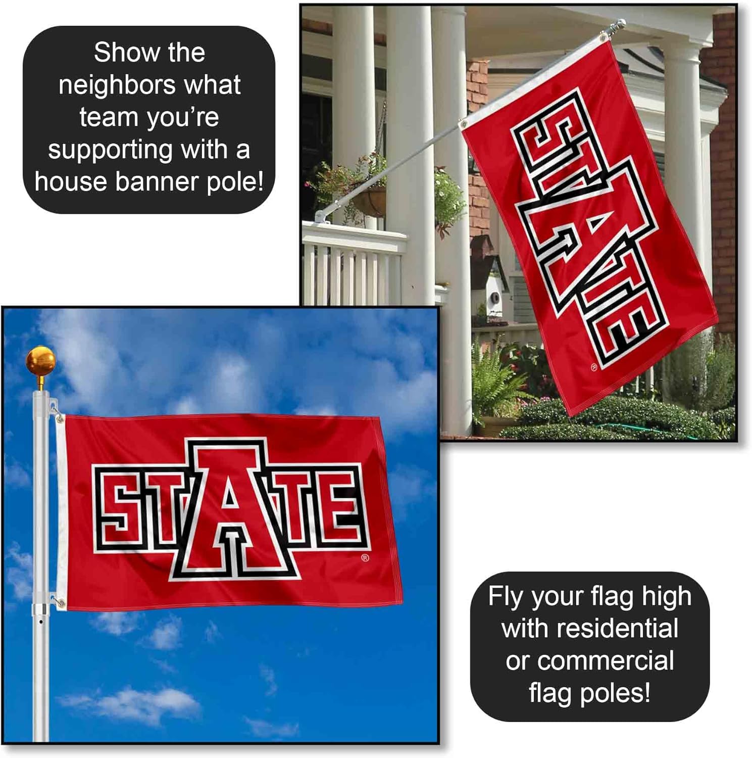 Arkansas State Red Wolves State Logo 3x5 Grommet Flag