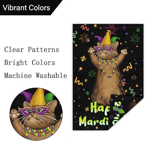 Miniatura 5 de Bandera de jardín Mardi Gras de 12 x 18 pulgadas vertical de doble cara arpillera pequeña para mascarada para jardín patio casa cuentas de flor de