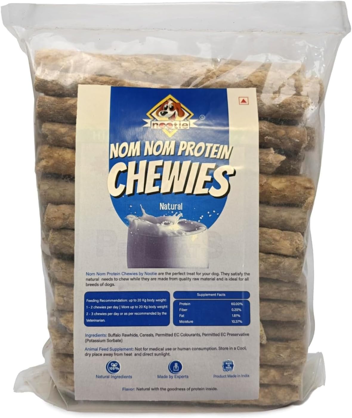 Nootie Dog Treat Natural Flavour Munchies, Rawhide Chew Dog Stick (1 KG)