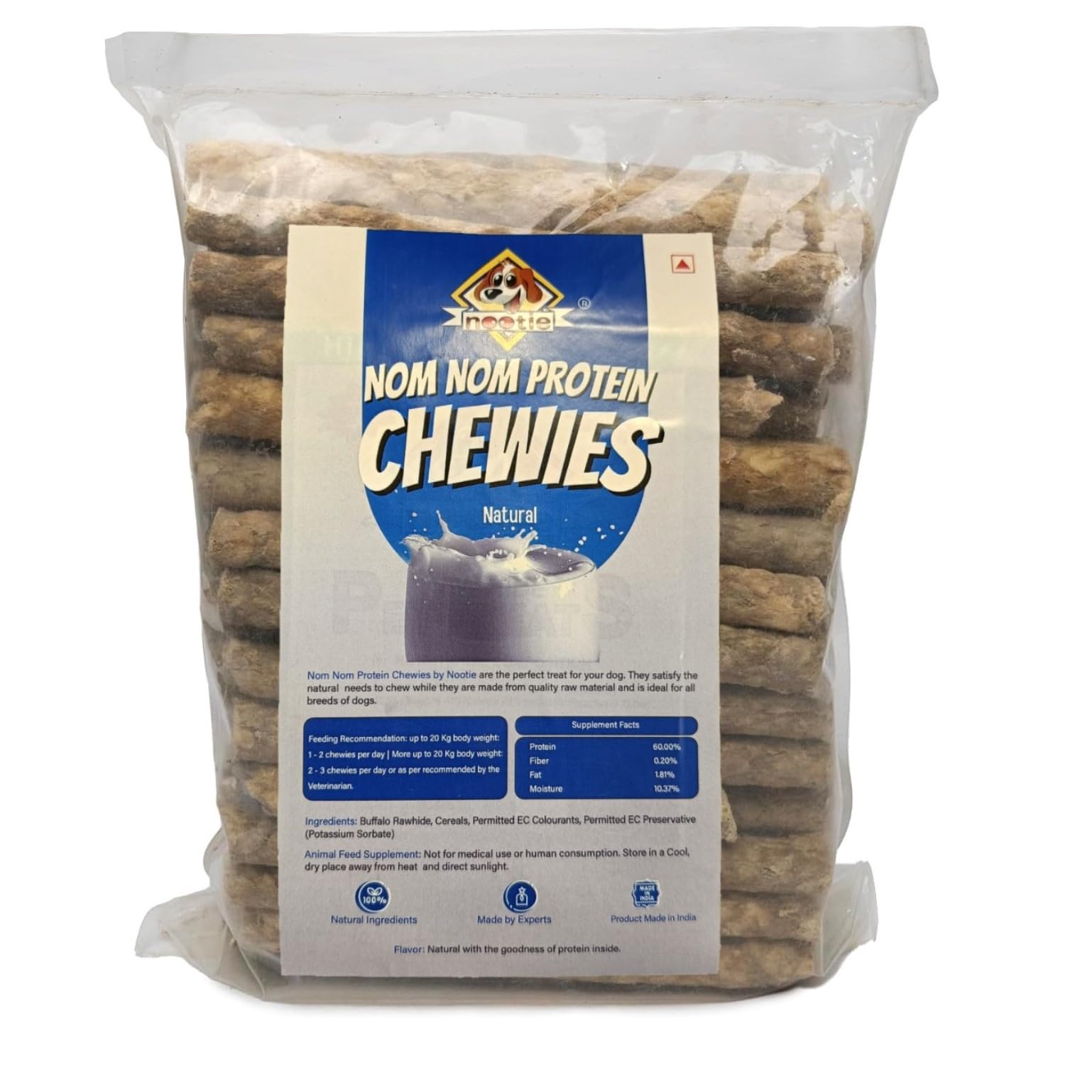 Nootie Dog Treat Natural Flavour Munchies, Rawhide Chew Dog Stick (1 KG)