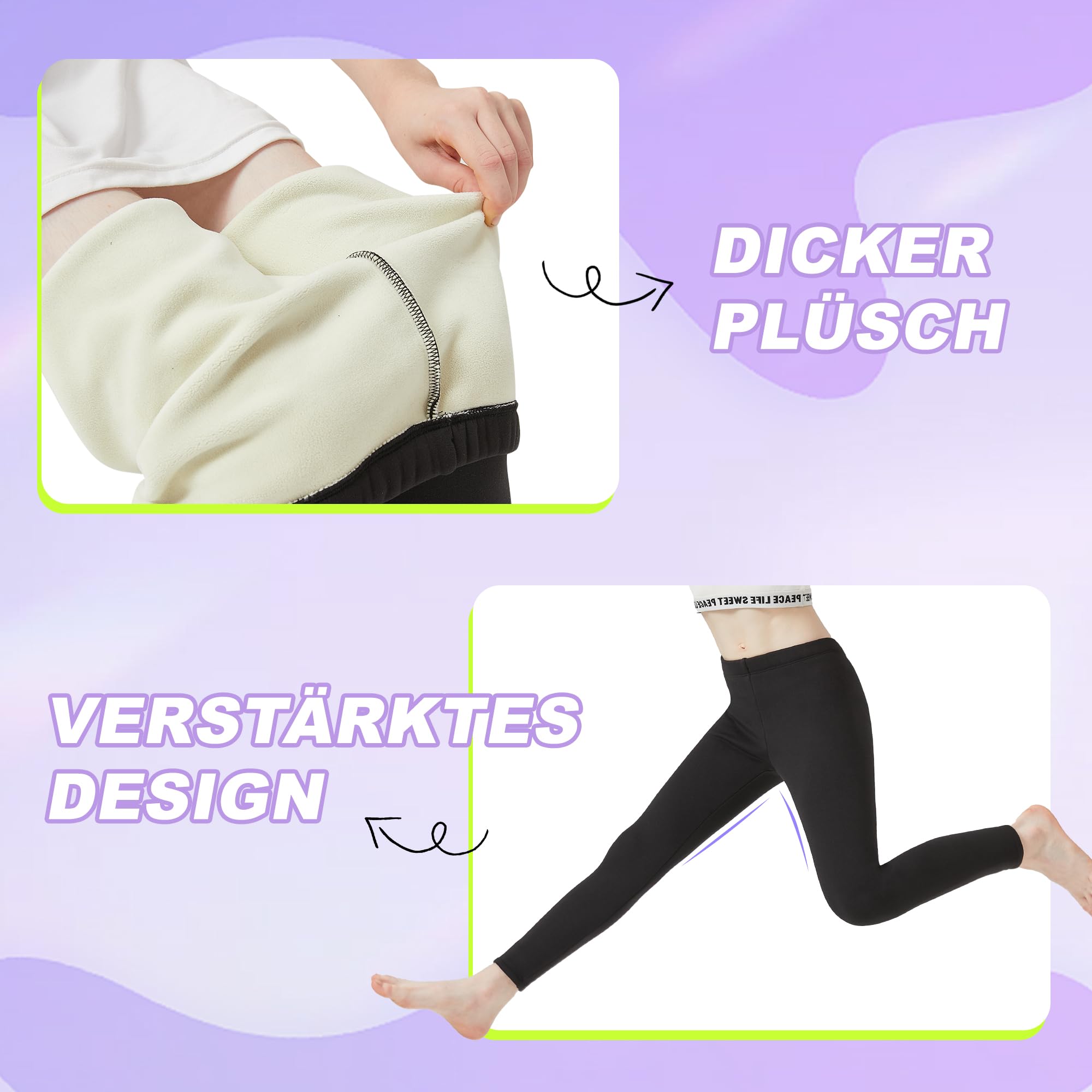 AMIYOYO Thermolegginsy dziewczęce legginsy z podszewką z polaru, na zimę, długie spodnie termiczne, pogrubione, ciepłe, termiczne, nieprzejrzyste, elastyczne