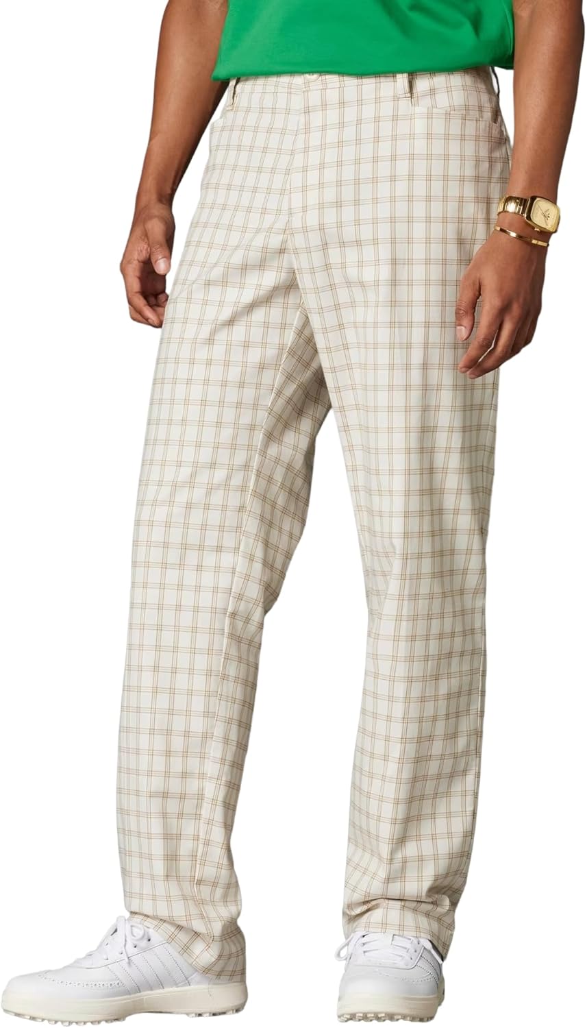 adidas Originals Men's Archive Plaid Golf Pants, Alumina/Bronze Strata/Hemp, 38x32