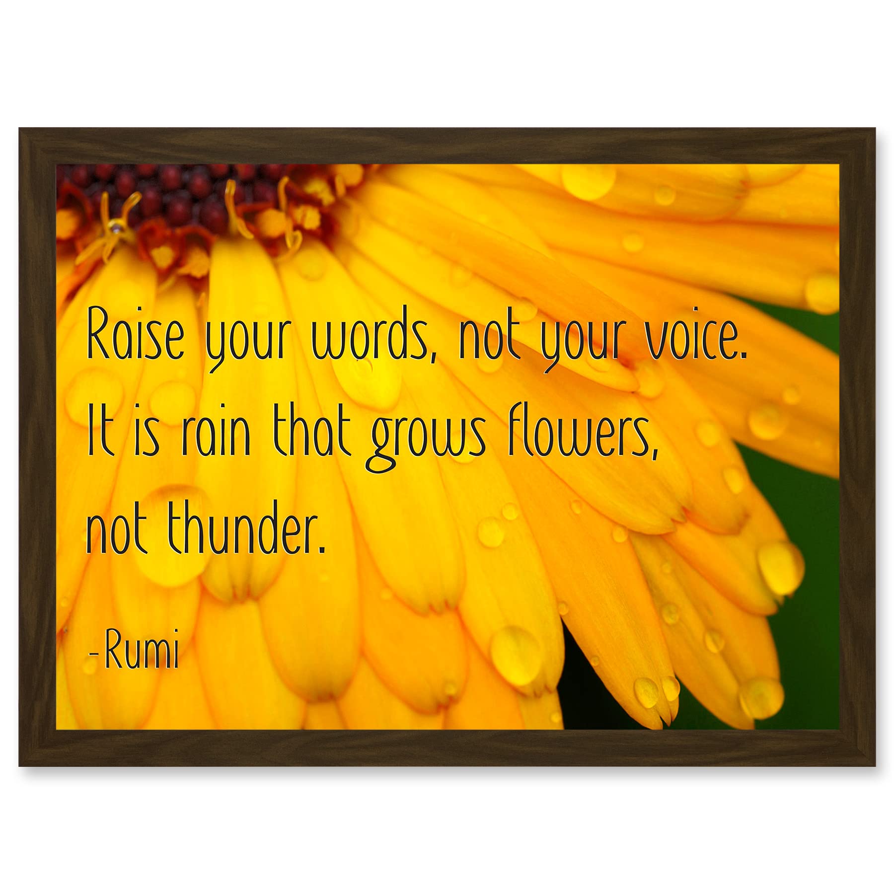 Wee Blue Coo Quote Typography Words Raise Your Words Not Voice Thunder Rumi Artwork Framed Wall Art Print A4
