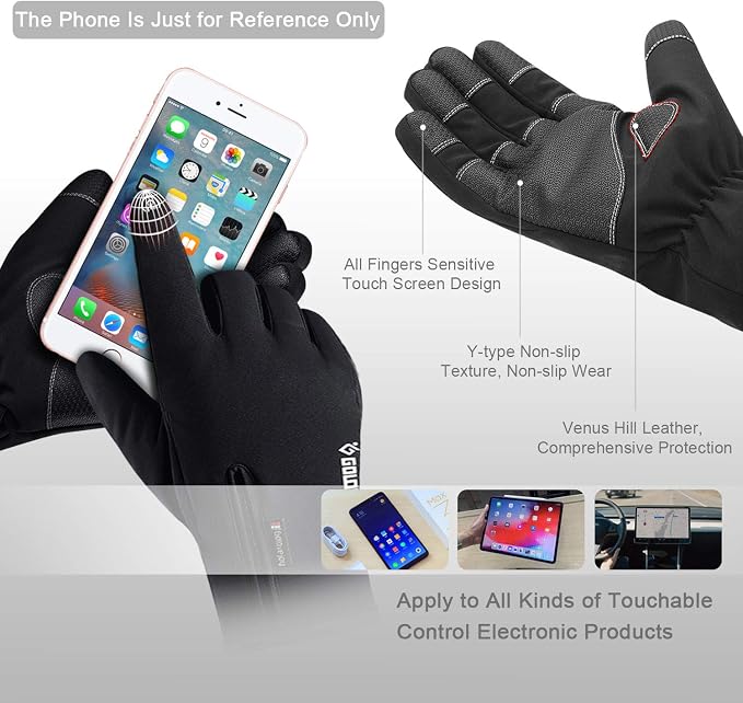 Guantes Invierno Impermeables Táctiles para Hombre miniatura 4