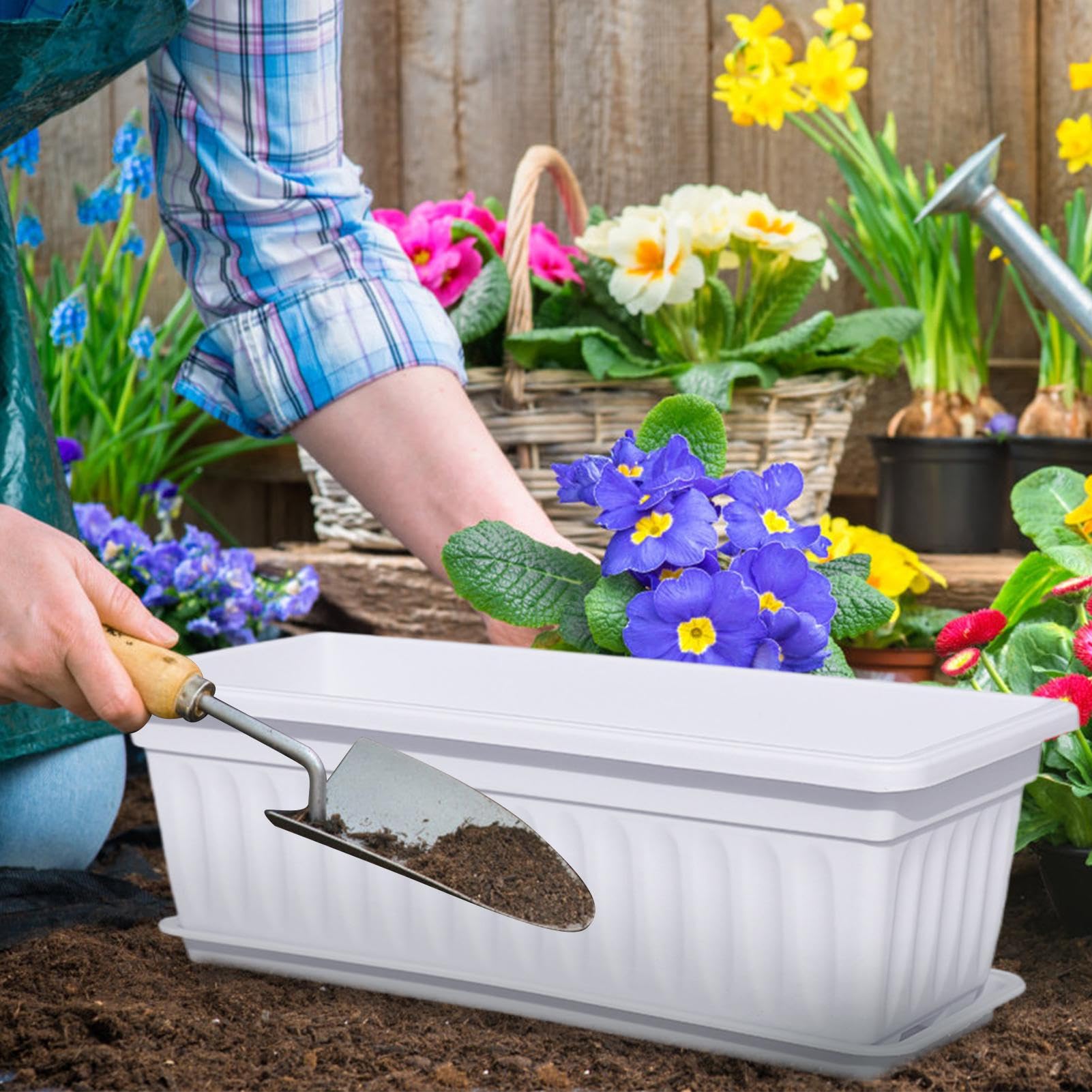 Fioriera da Finestra Contenitore Resistente ai Raggi UV con Fori di | Fioriere da Finestra per Esterni Per Giardinaggio Balcone Cucina Esterno Giardino Piante E Fiori
