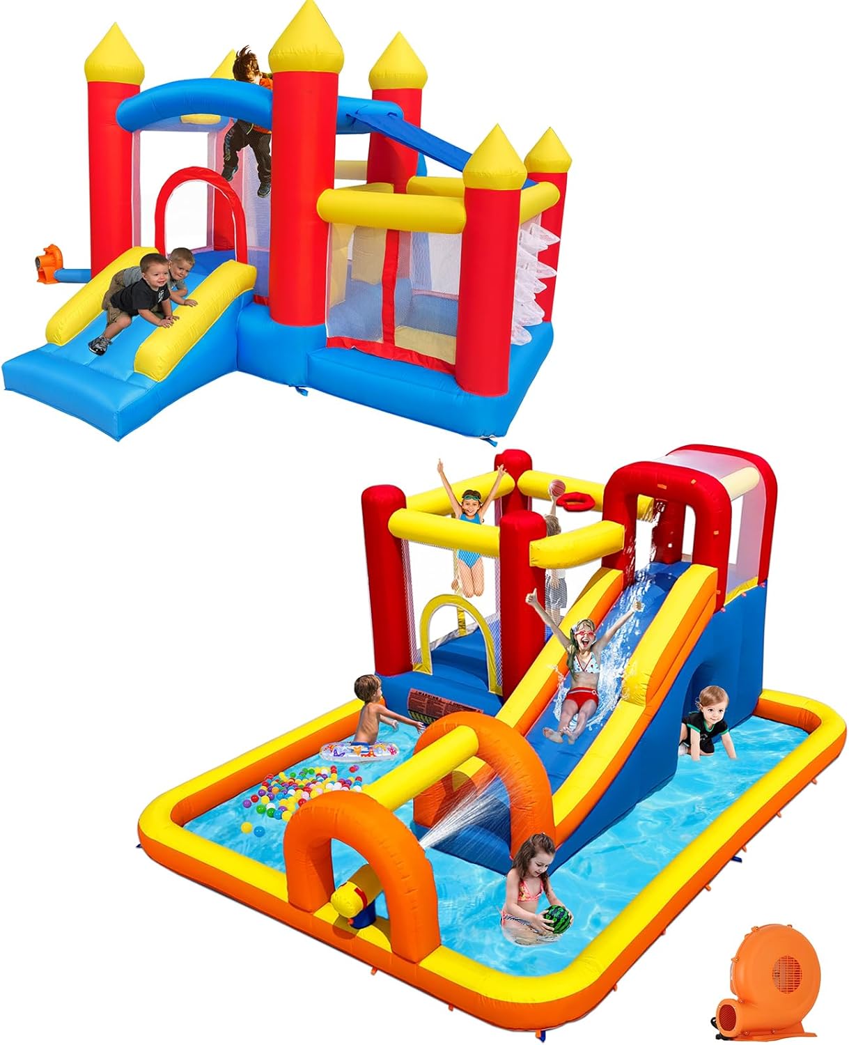 Baralir Play Bundle - Bounce House with Ball Pit and Water Slide with Pool