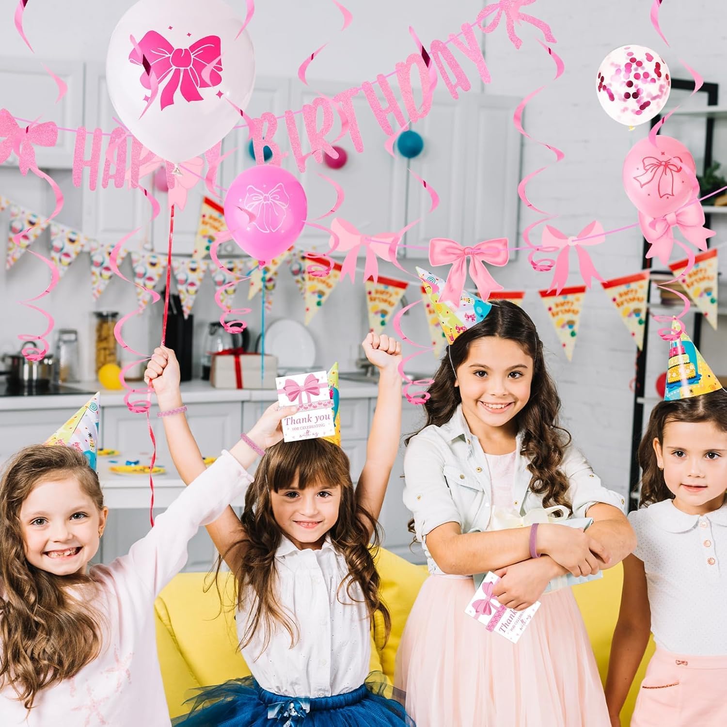 36 Sets Pink Bow Wristbands Party Favors Coquette Silicone Bracelets and Thank You Cards Bulk Pink Coquette Bow Themed Party Decorations Supplies Gifts for Women Girls - Image 6