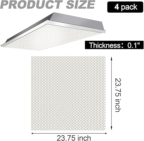 Miniatura 10 de Frienda 4 paneles de repuesto para luz fluorescente, cubierta de acrílico prismático para luz de techo de acrílico prismático, cubierta de repuesto