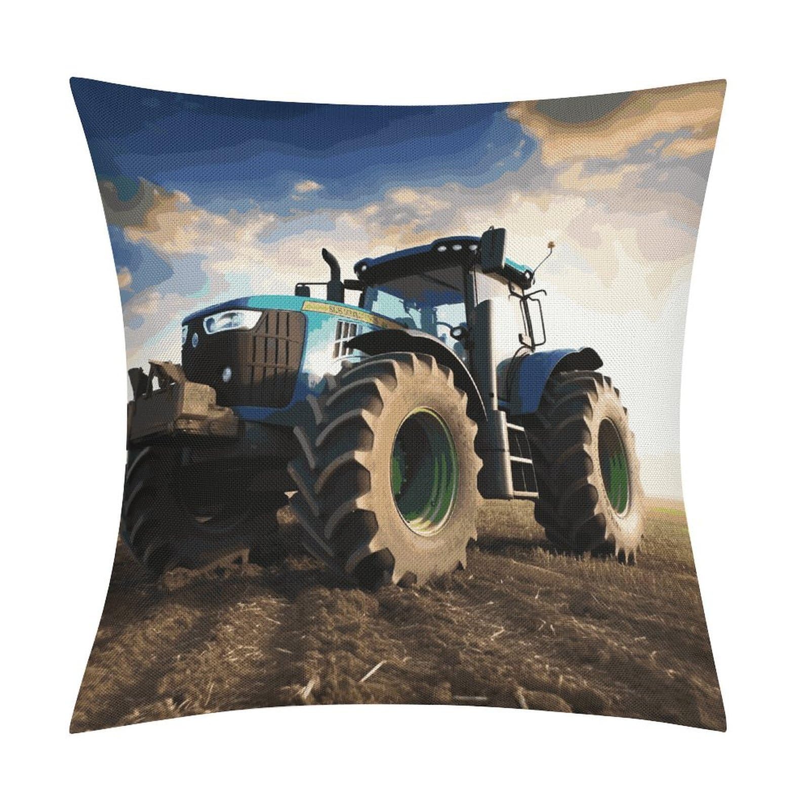 Fodpand Style Farm Tractor Pillow Covers 18X18 Inch, Pillow Cases Boho Farmhouse, Throw Pillow Covers For Couch Sofa Bed Spring Home Decor