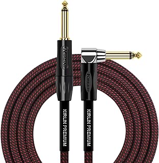 KIRLIN Cable IWB-202BFGL-20/BR 20-Feet Premium Plus Instrument Cable, Black/Red Woven Jacket