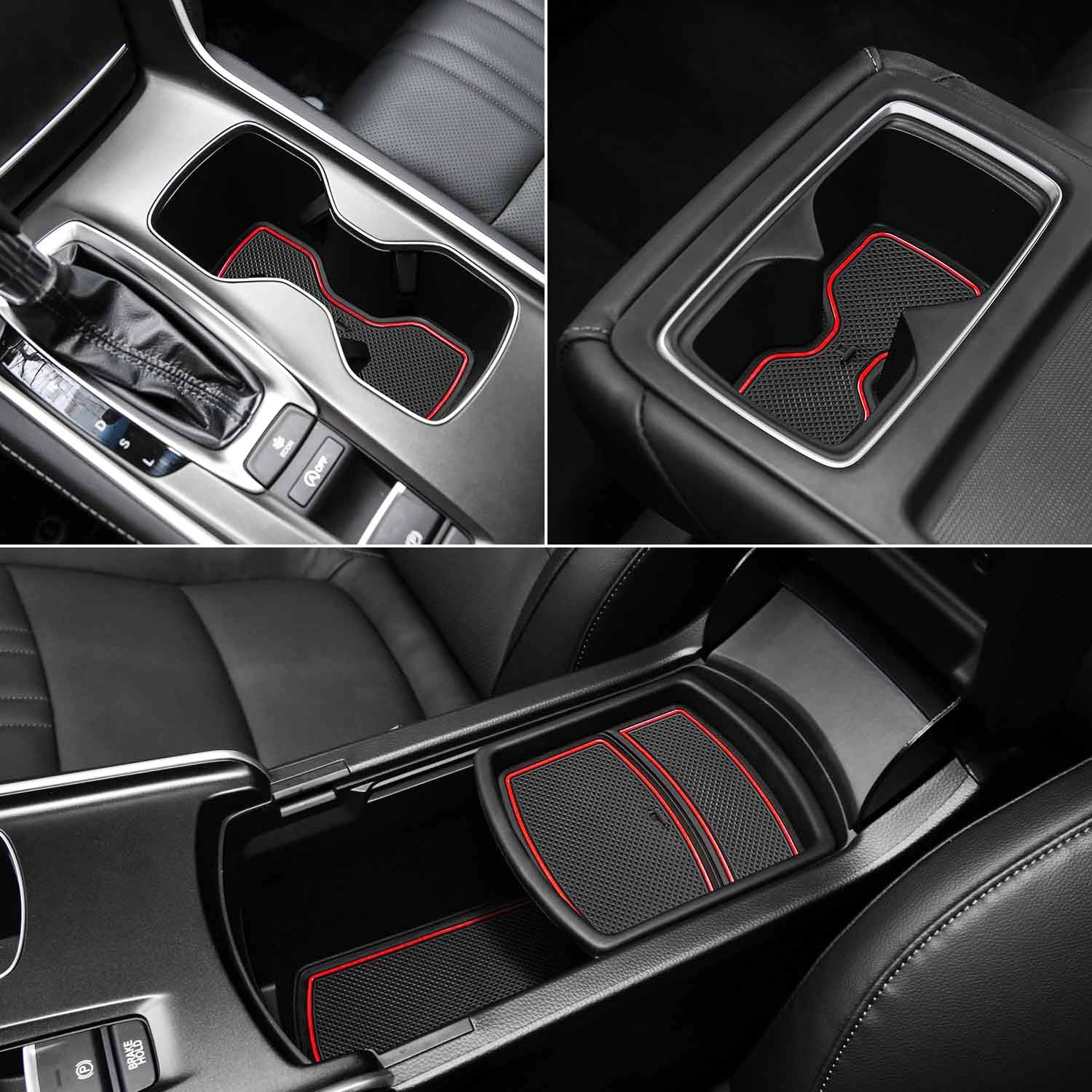 auovo 17pcs Anti-dust Mats for Honda Accord Accessories 2018 2019 2020 2021 2022 Interior Car Cup Holder Inserts,Center Console Liner,Door Pocket Liner Mat(Red)