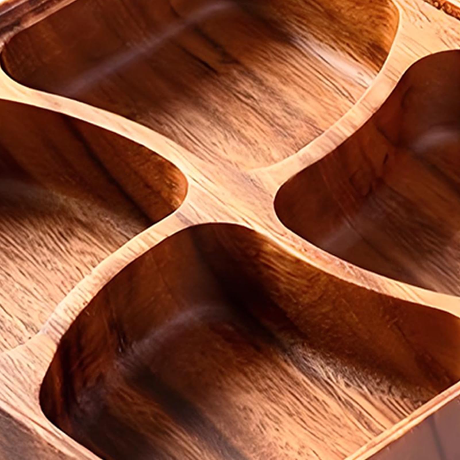 Set di ciotole per snack in legno a 4 scomparti, sicuro e delicato, per antipasti per familiari e amici, perfetto per feste a base di noci, decorazione per la casa e la cucina
