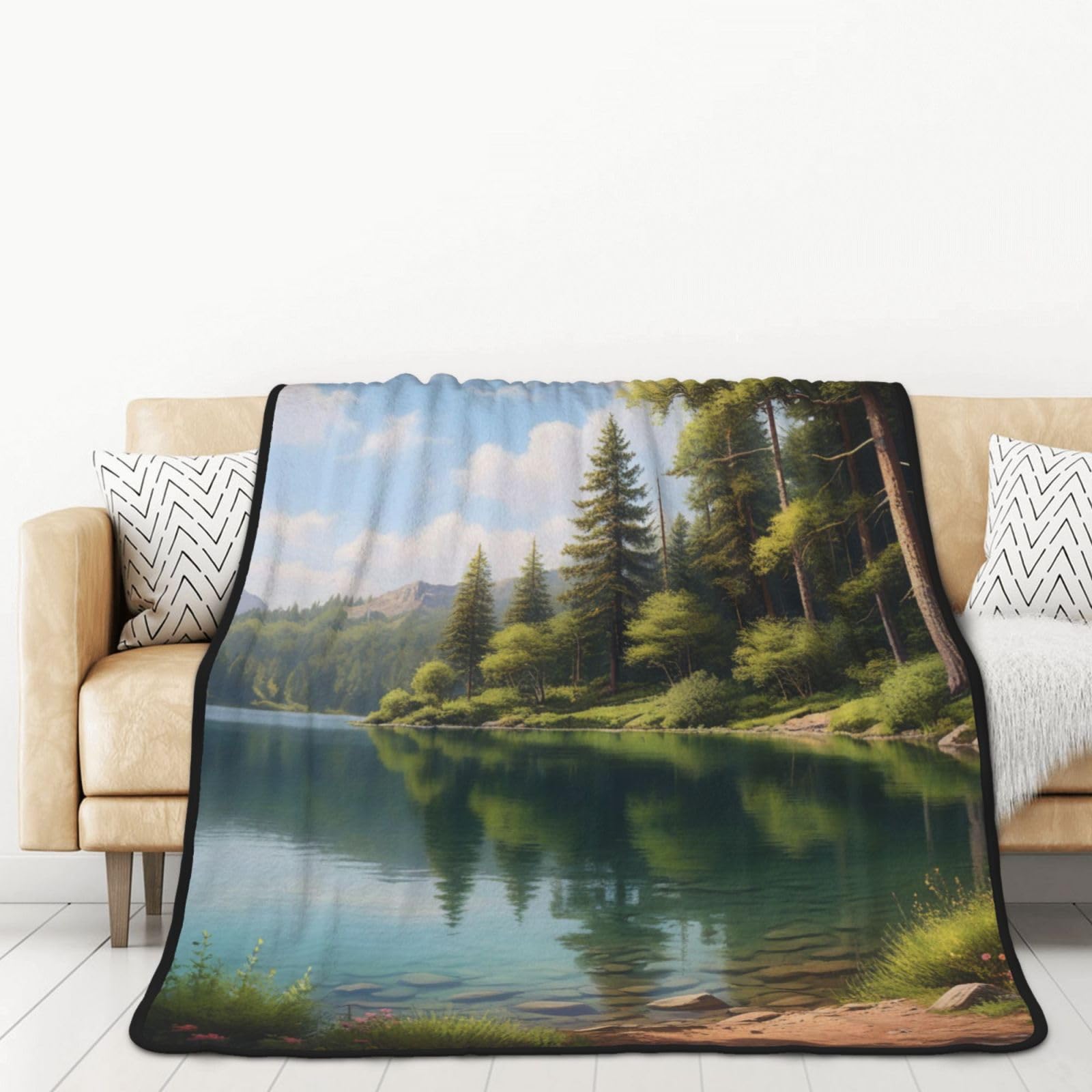 Peaceful Lake - Coperta in flanella a doppio strato, con stampa, 152,4 x 203,2 cm, personalizzata, coperte ponderate per adulti