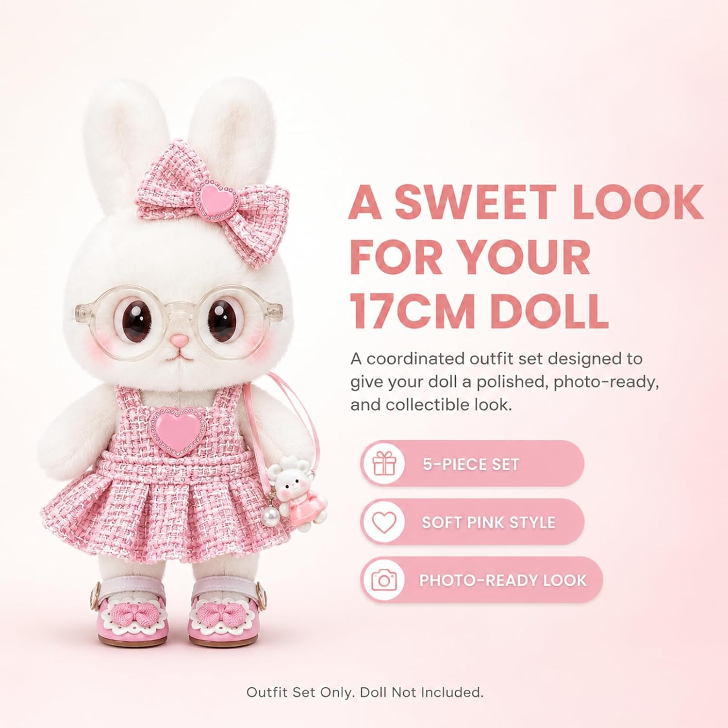 17cm Doll Clothes & Outfit Set - 17cm Doll Designer Clothes - Premium Fashion Dresses with Accessories, Luxury Chic Doll Clothing & Style Bundle(Style-b) image 2