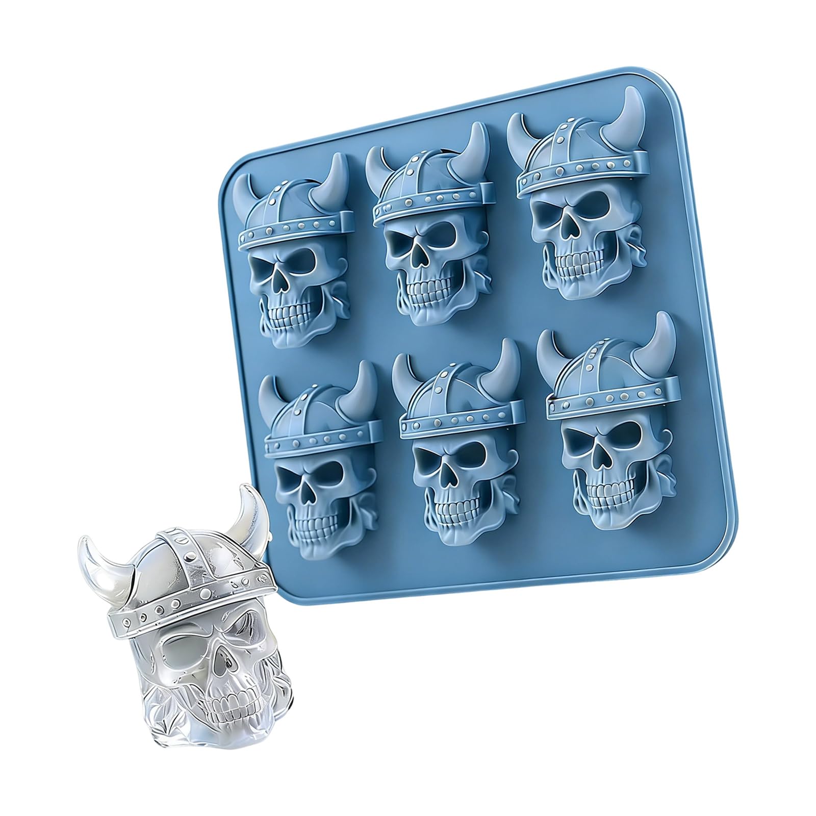 Kalttoy A Cartoon Skull Head Designs Silicone Ice Cubes Tray With 6 Cavities For Baking Cookie Jellies Nd Ice Treats Silicone Mold