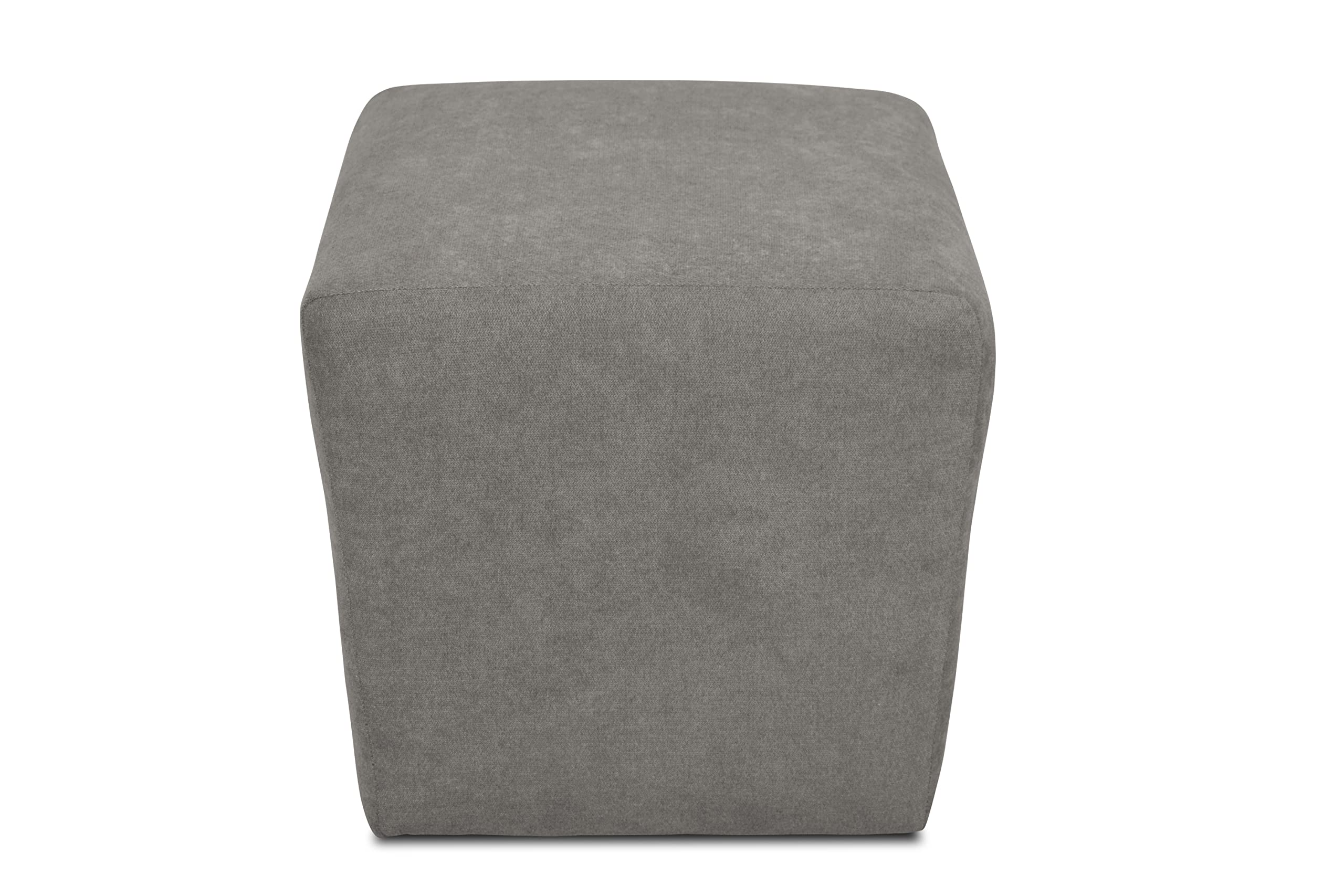 DOMO Collection Sgabello imbottito Bob, pouf, cubo poggiapiedi, 46 x 46 x 43 cm (larghezza x profondità x altezza), tessuto antracite