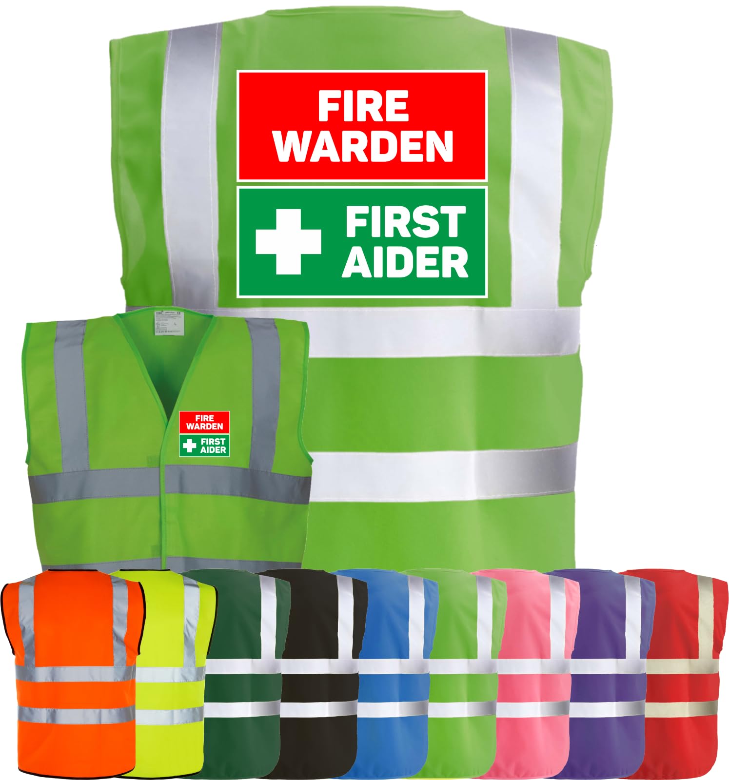 Corporate Togs FIRE WARDEN FIRST AIDER High Visibility Safety Vest - Fire Warden Waistcoat Tabard, Fully EN471 & Hook & Loop Fastening Waistcoat | Personal Protective Equipment & Safety Vests