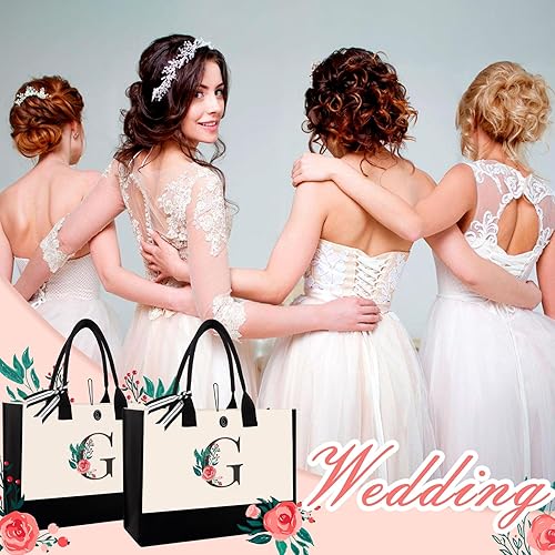 Miniatura 176 de Initial Canvas Tote Bag, Personalized Birthday Gifts for Women Mom Friends Teachers, Monogrammed Tote Bags Suitable for Mother's Day Wedding Beach