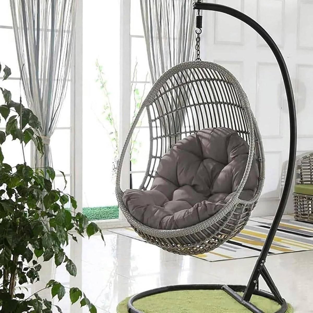Générique Coussin Rond Lavable pour Fauteuil Suspendu, Extérieur Coussin De Rechange pour Fauteuil œuf, pour Paniers Suspendus, Paniers De Balancelle, Fauteuils Suspendus Jardin,Blanc