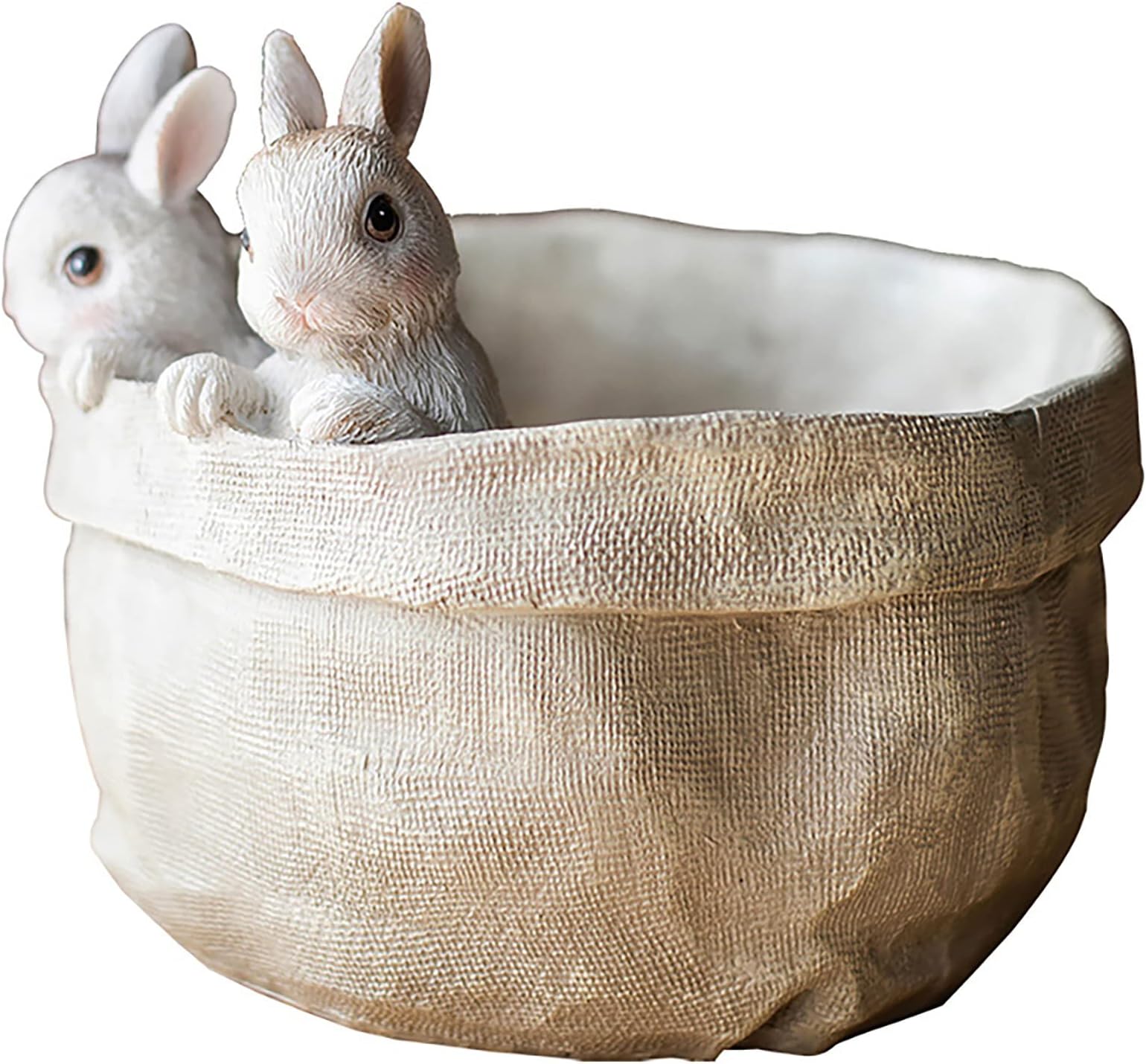 Rahhji 6.9 Inch Succulent Planter Pot, Resin Water Pattern Mini Planting Pot Cute Rabbit Flower Pots, Cactus Ceramic Planters for Home Office Desk Decoration (No Drainage Hole) (A, 6.9x4inch)