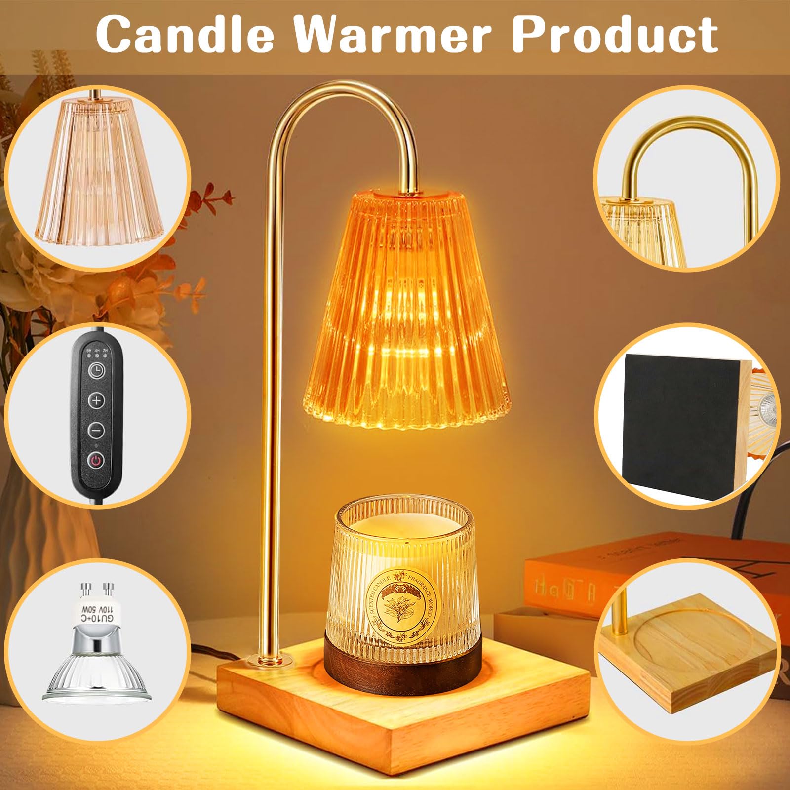 Lampada Scaldacandele Con Dimmer E Timer | Per Candele In Vaso | Regolabile In Altezza | 2 Lampadine Incluse - Foto 11