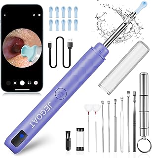 Ear Wax Removal, Ear Wax Removal Tool Camera, Ear Cleaner, Ear Wax Removal Kit Includes 9 Ear Pick, Compatible with iOS and Android, with 1296P HD Camera and LED Light (Purple)
