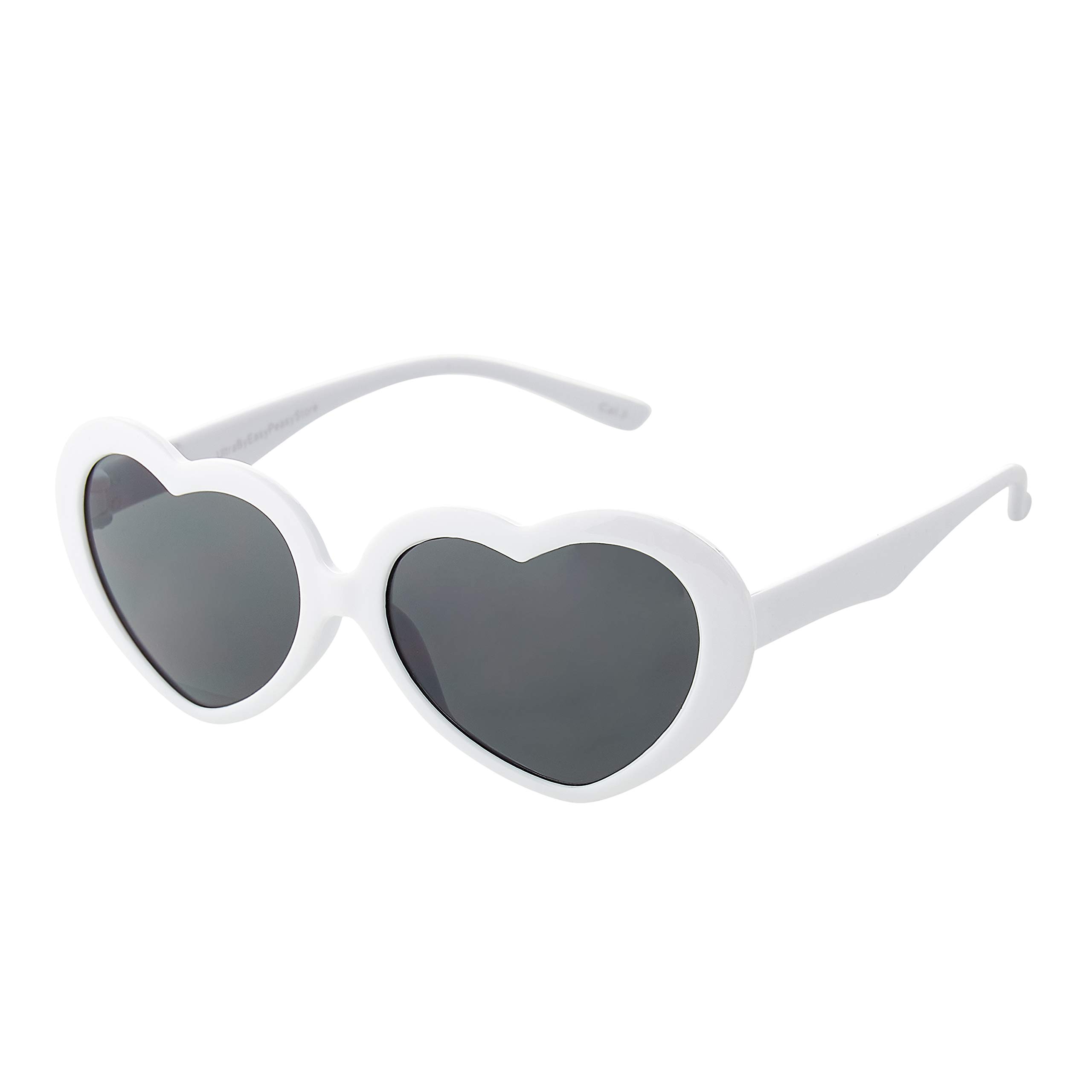 Ultra Kids Heart Shaped Sunglasses for Girls Boys - UV400 Protection Children's Retro Love Heart Novelty Glasses - Ages 3-10 - White