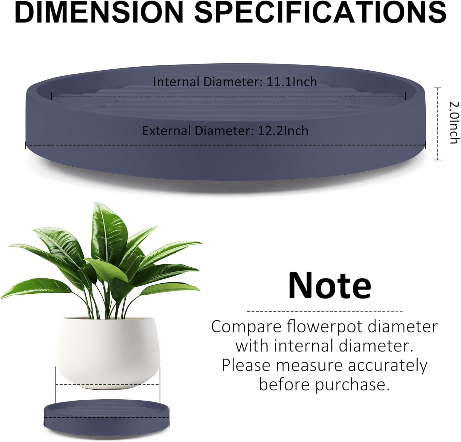 12Inch Plant Caddy with Hidden Wheels, Rolling Plants Stand with Wheel, 4 Invisible Casters, Indoor Plant Saucers on Wheels, Heavy Duty Wheeled Plant Dolly, Planter Roller Base, Gray, 2Pack