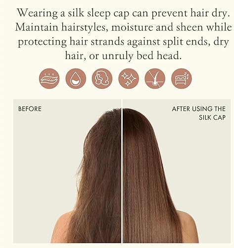 Miniatura 8 de LilySilk Gorra con forro de seda pura para mujer, doble capa, cintas ajustables, gorra de seda natural de lujo para dormir