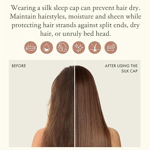 Miniatura 8 de LilySilk Gorra con forro de seda pura para mujer, doble capa, cintas ajustables, gorra de seda natural de lujo para dormir