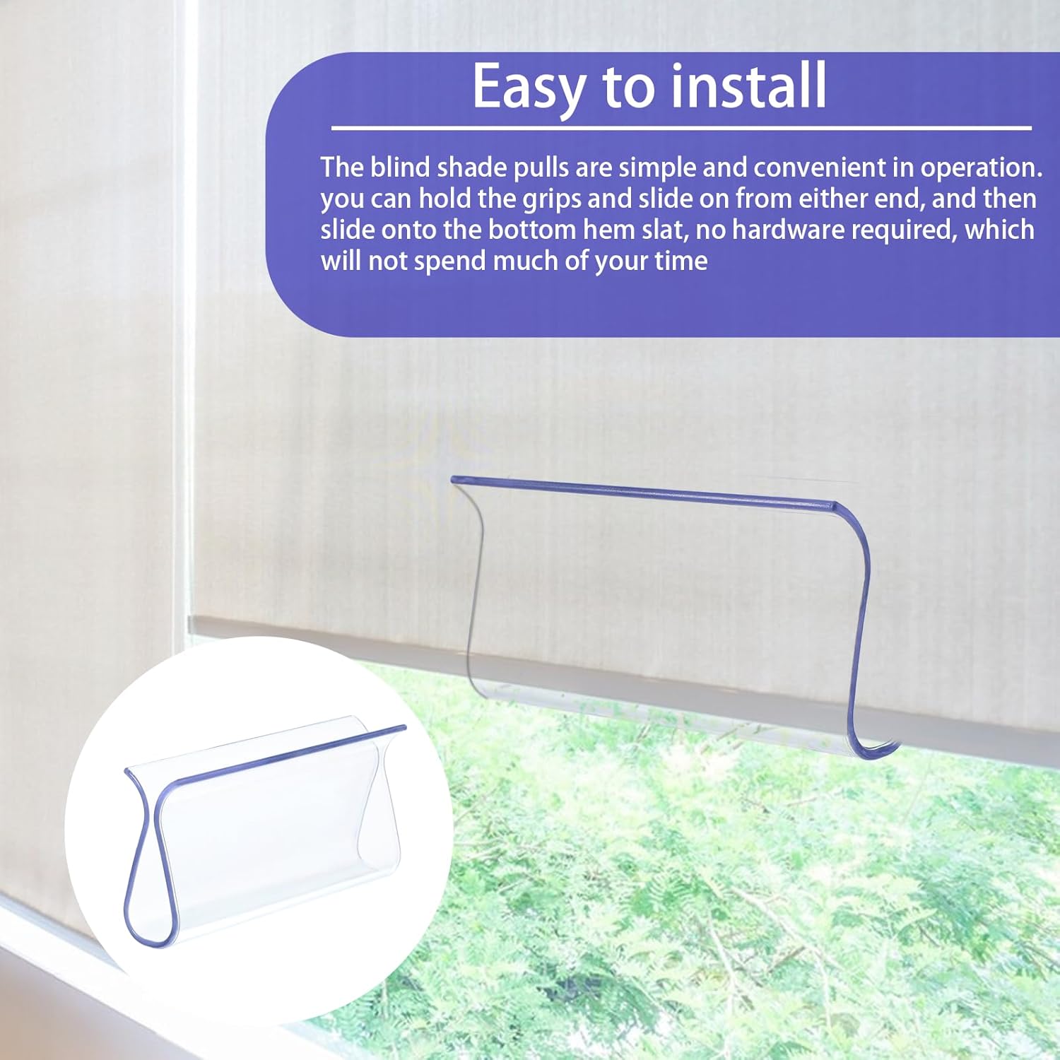 4 Pieces Clear Window Shade for Roller Pull Down Roller Shades Handle Blinds for Windows Grips Plastic Hem Grip Hardware for Home Rv Rolling Curtain Accessories(4)