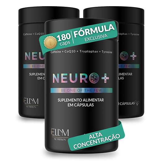 Neuro+ 180 Capsulas ELLYM NUTRITION Nootropicos Multivitaminico Foco Cafeina Magnesio Triptofano Taurina B12 Tirosina