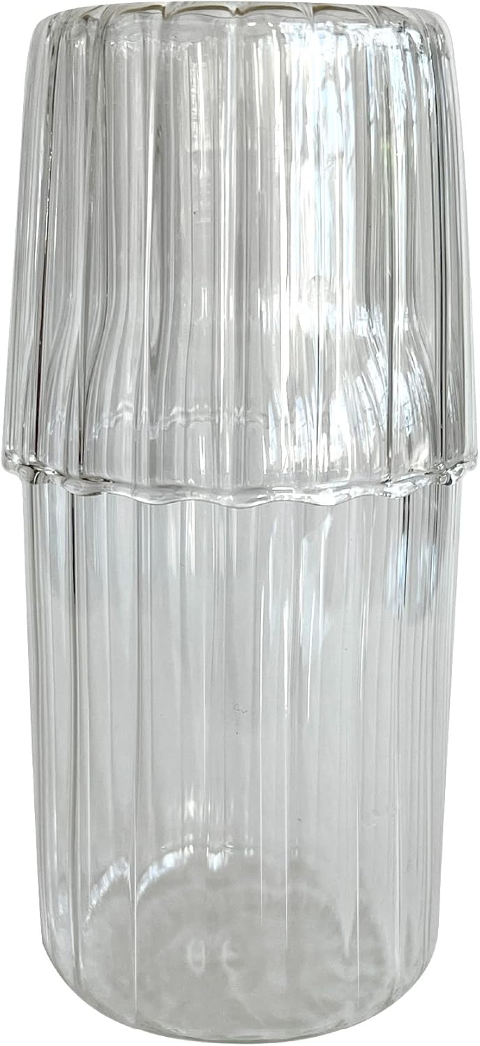 Lily's Home Vintage Style Bedside Night Water Carafe with Tumbler Glass, Use in Bedroom Bathroom, or Kitchen, Use Cup as Lid, Convenient and Stylish for Night Table, 16 Ounces - Image 2