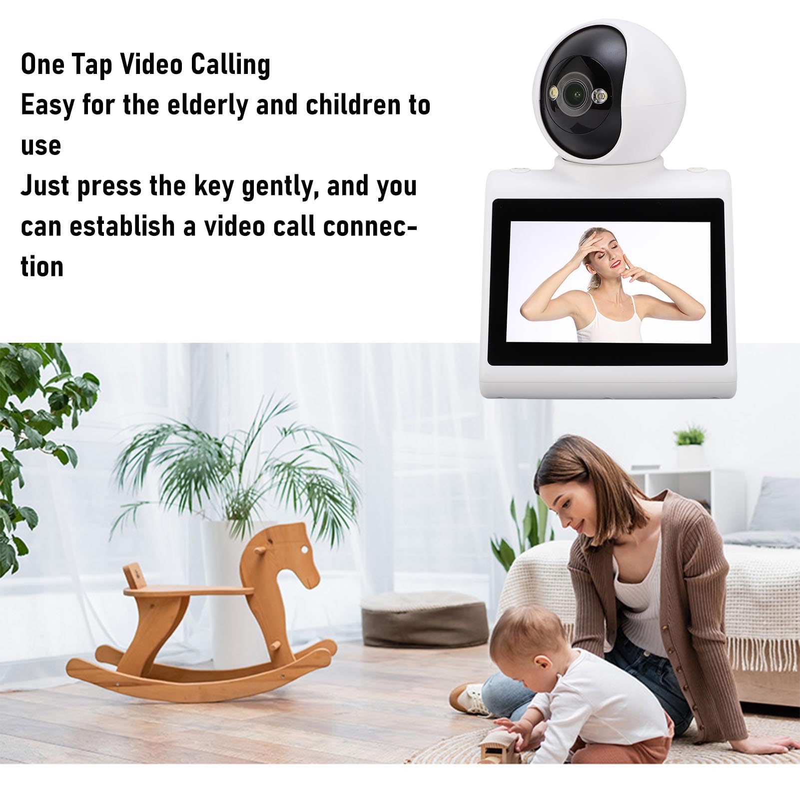 Dwukierunkowa Kamera Wideo, Wewnętrzna Kamera Bezpieczeństwa 1080p z Dużym Ekranem, Jedno Kliknięcie Wideo, Inteligentny Alarm, Elderly/Pet/Baby (64GB)