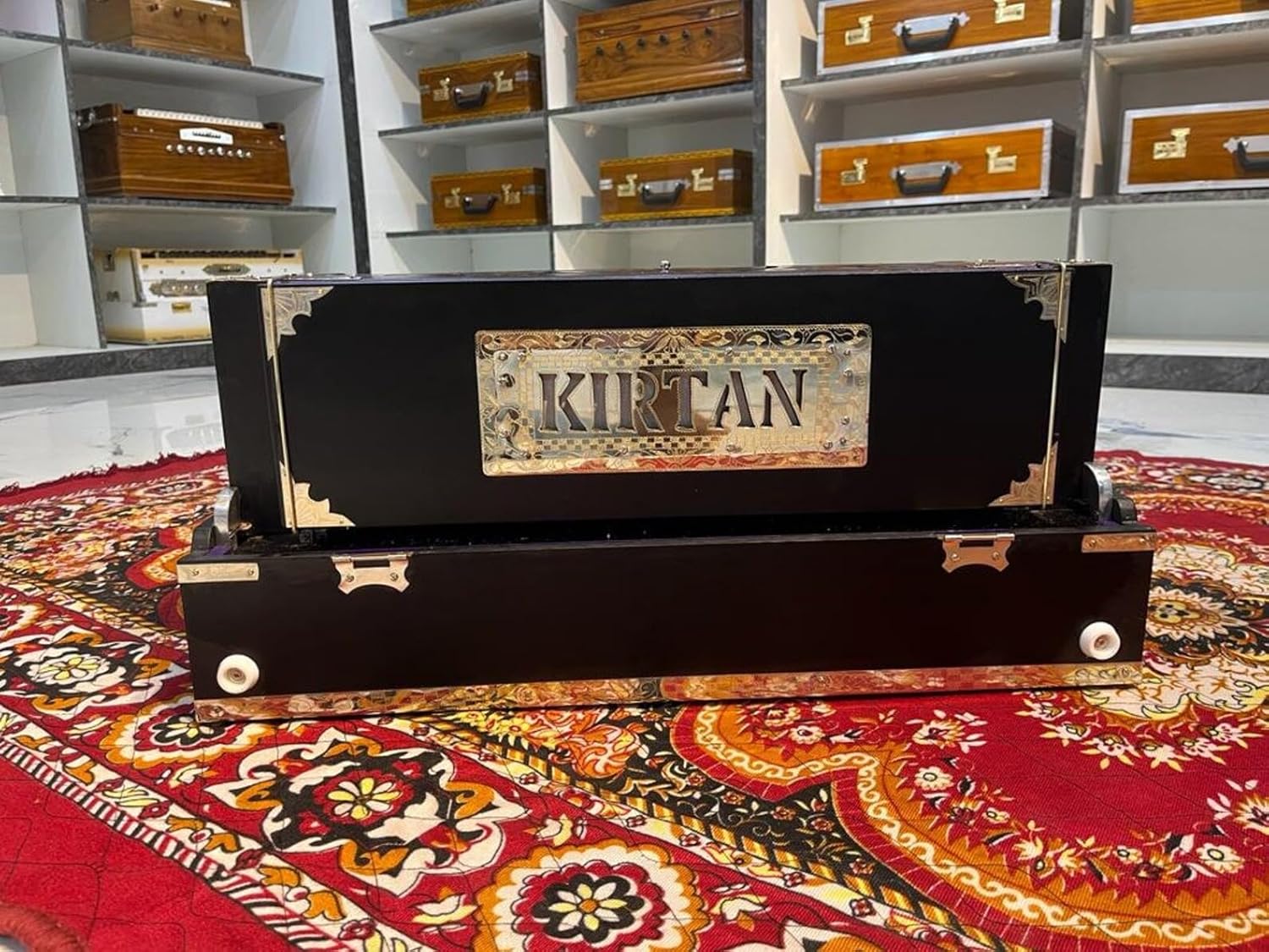 NamasteHimalayas Professional Matte Black Harmonium, 3-Reed 9-Scale Changer, Premium Design 3.75 octave, Best for Kirtan, Meditation, yoga, Sound Healing Therapy, yoga workshop