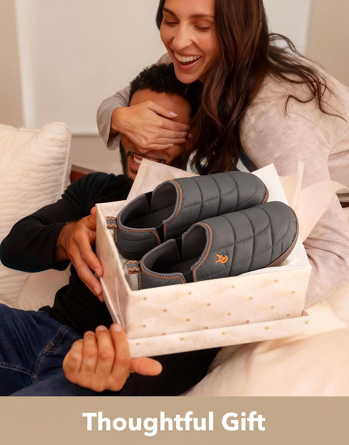 VeraCosy Men's Quilted Slippers with Elastic Gore and Anti Skid Outsole for Outdoor - Image 3