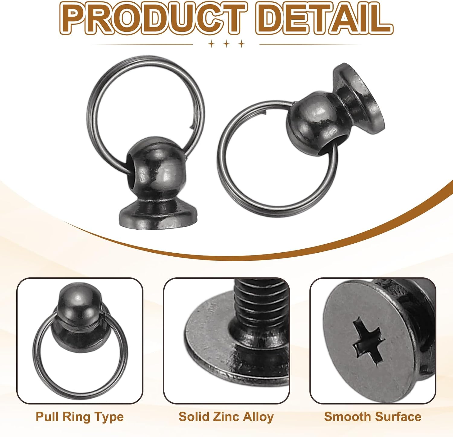PATIKIL 60 Pcs 0.28"x0.22" Screwback Round Head Rivet with Single Ring, Leather Rivet Kit Metal Handmade DIY Purse Bag Belt Hardware Accessory for Leather Crafting Handbags, Gunmetal image 3