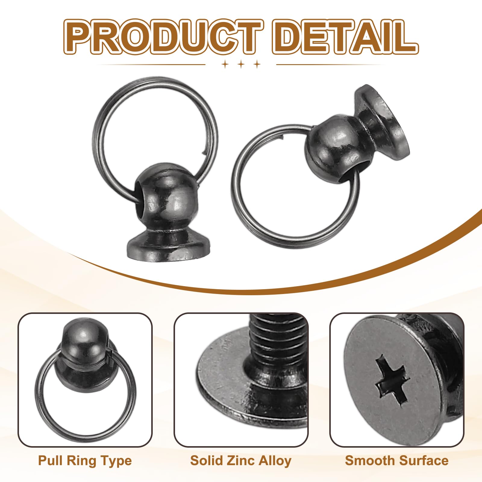 PATIKIL 60 Pcs 0.28"x0.22" Screwback Round Head Rivet with Single Ring - Image 3